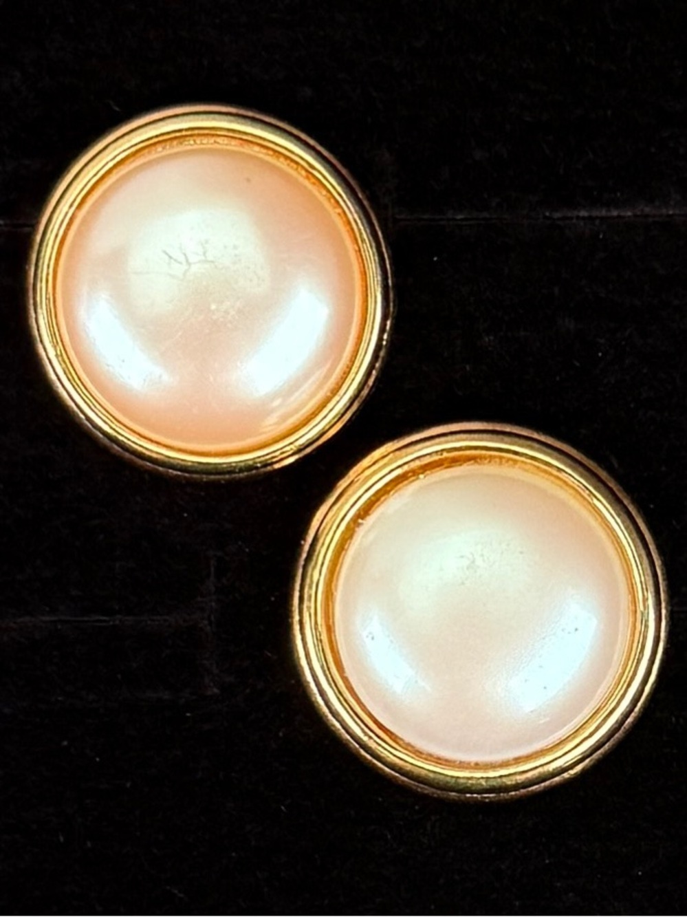 Vintage, goldtone faux pearl pierced earrings